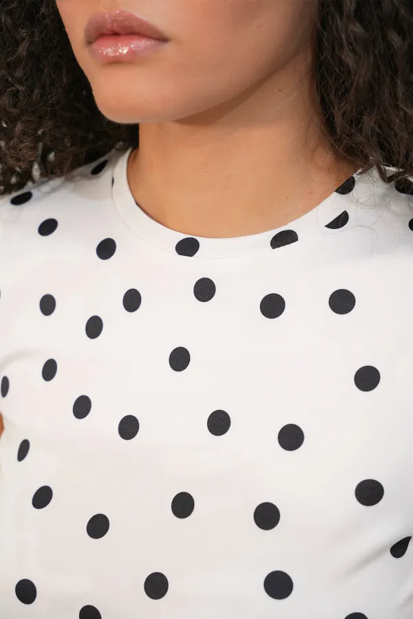 Women's Polka Dot Sleeveless Bodysuit 4347 - Dark White