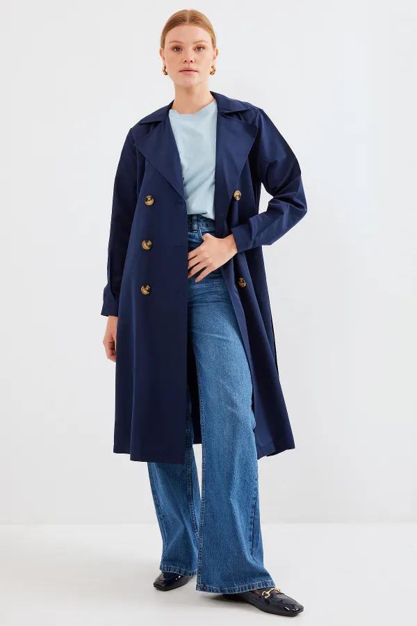 Trench-coat croisé 5853 - Bleu marine