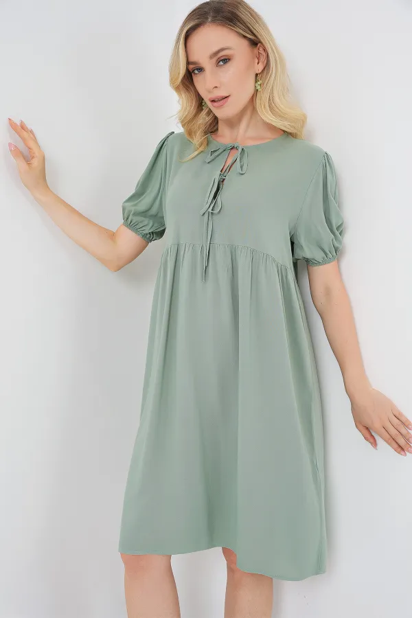 Robe midi à lacets pour femme 2575 - Çağla