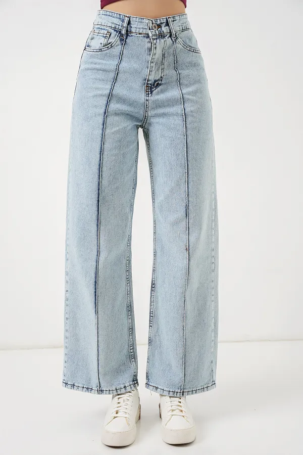 Kadın Yüksek Bel Kot Pantolon 30082 - Mavi