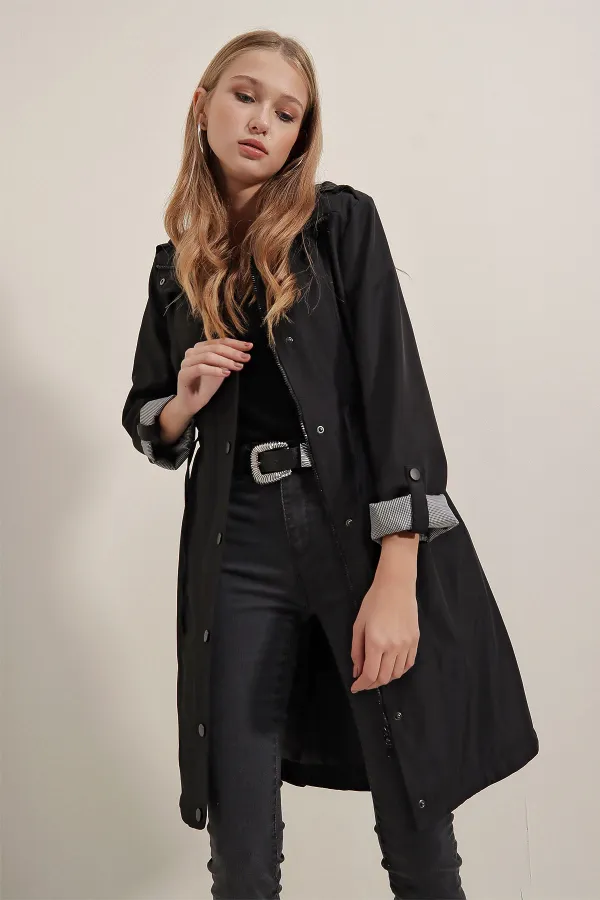 Trench-coat à ceinture 5808 - Noir