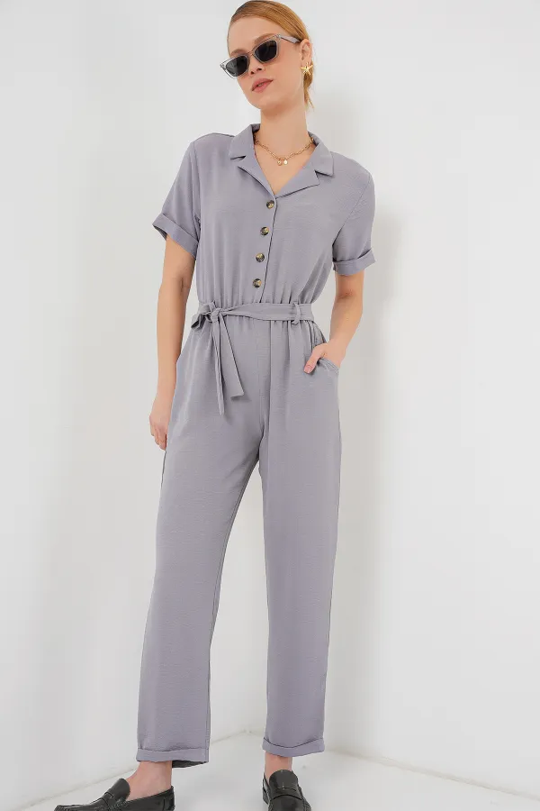 Women's Short Sleeve Ayrobin Jumpsuit 7030 - Gray
