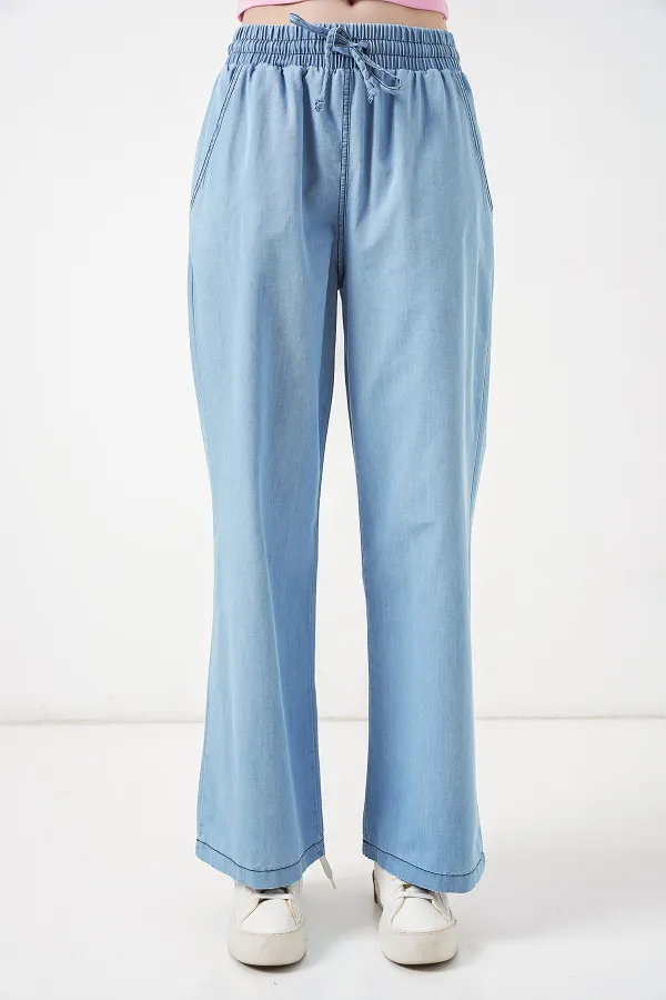 Kadın Rahat Kalıp Kot Pantolon 6707 - Açık Mavi