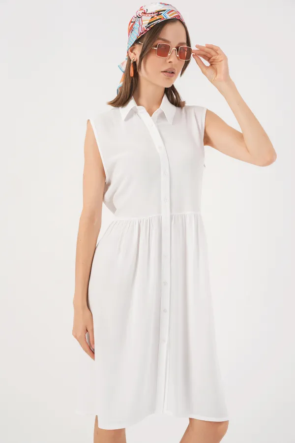 Women's Zero Sleeve Midi Dress 2563 - White