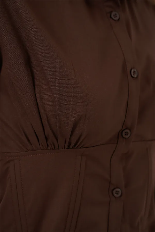 Chemise en popeline coupe ajustée 20231 - Marron