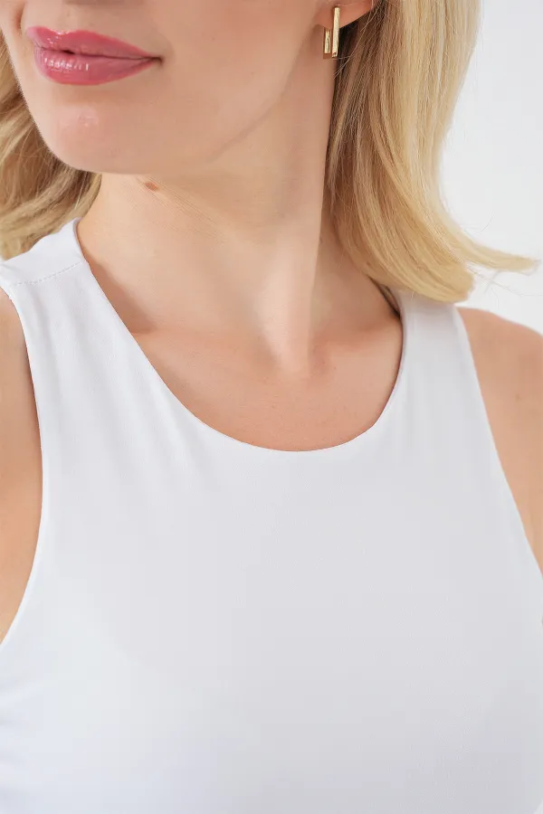 Body dos nu à boutons-pression pour femme 972 - Blanc