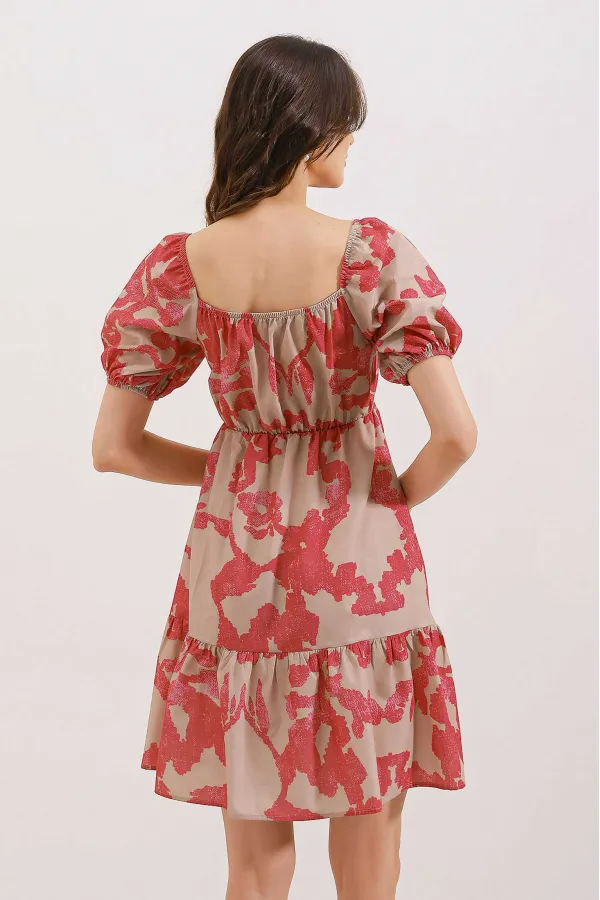 Robe évasée en popeline 2351 - Fuchsia clair