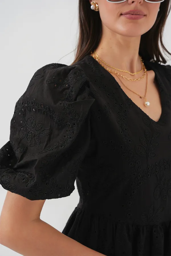 2529 Scalloped Short Dress - Black 2529 Scalloped Short Dress - Black