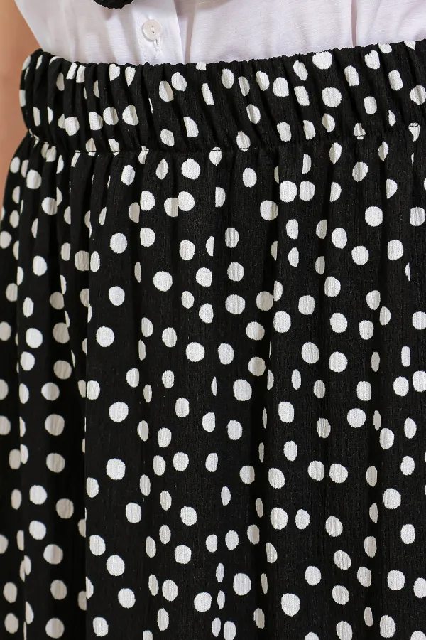 Women's Black and White Polka Dot Long Knitted Skirt 1886