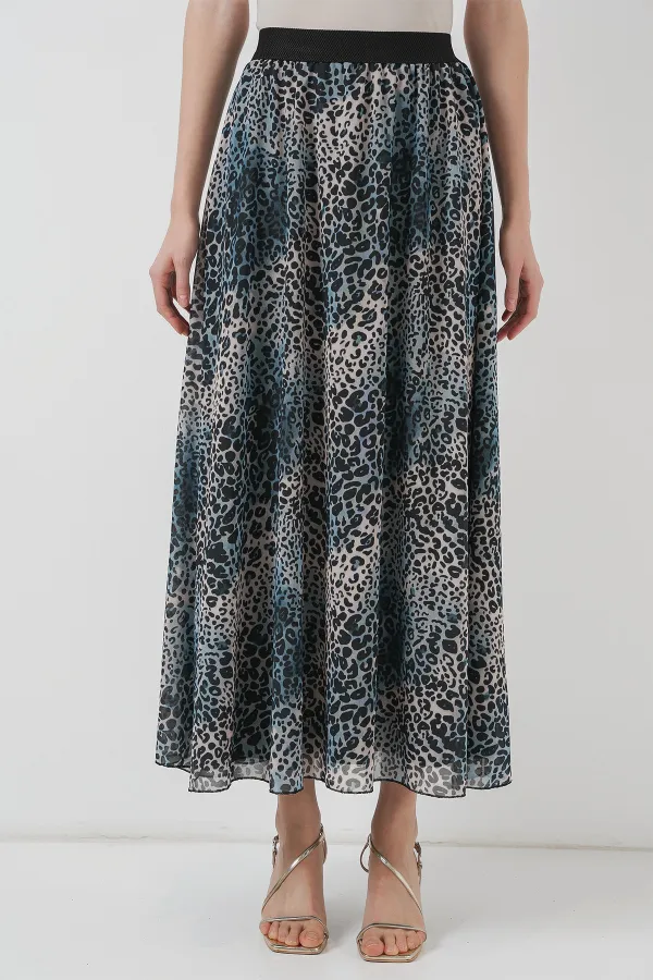 8032 Uzun Şifon Etek - İndigo