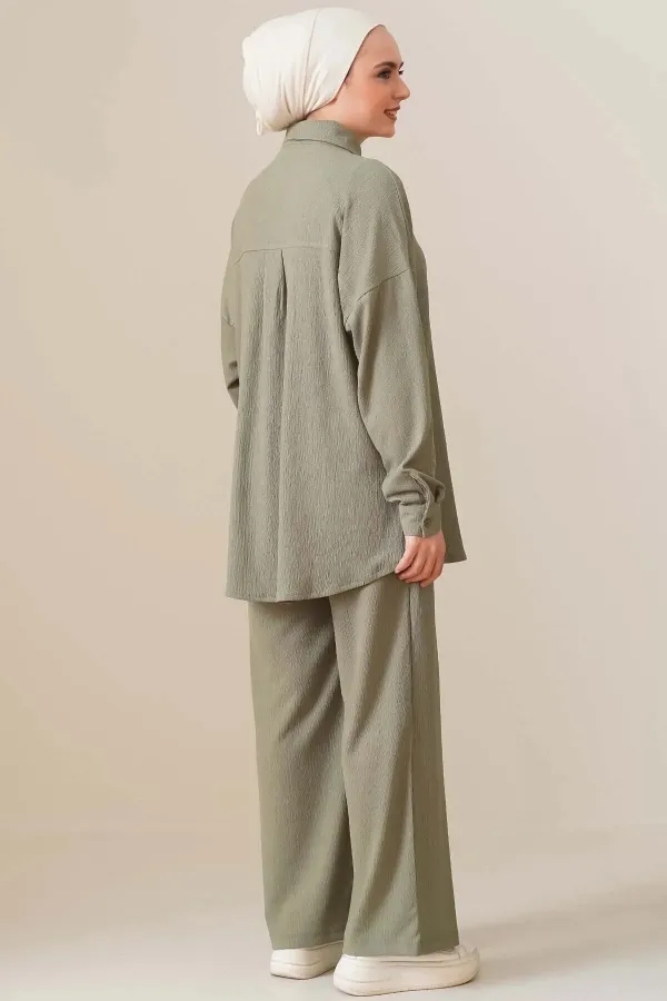 T5858 Örme Tesettür İkili Takım - Çağla