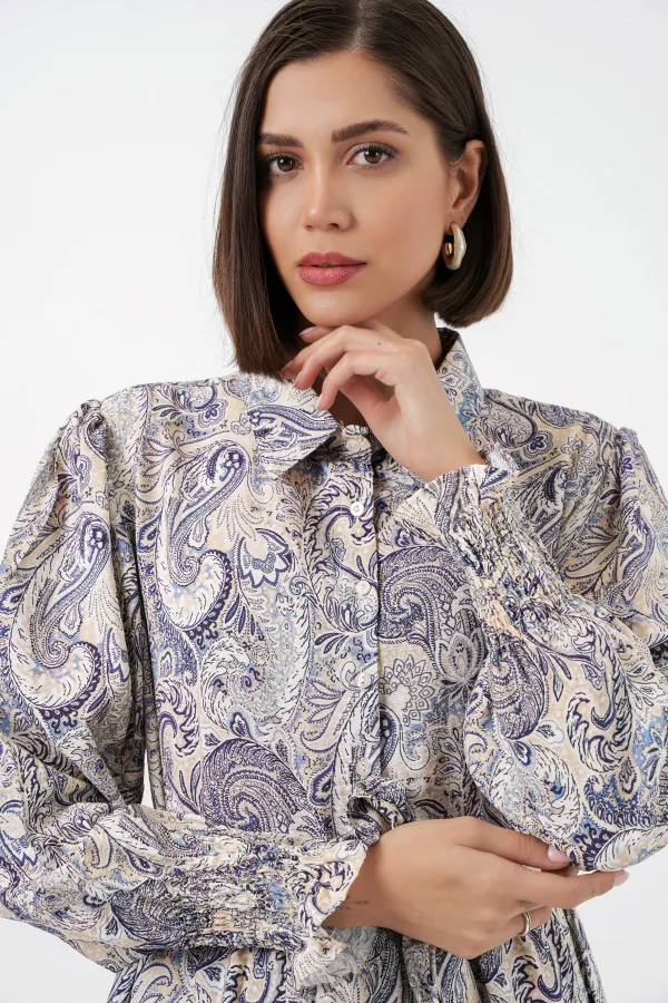 Robe hijab ceinturée pour femme 2589 - Pierre