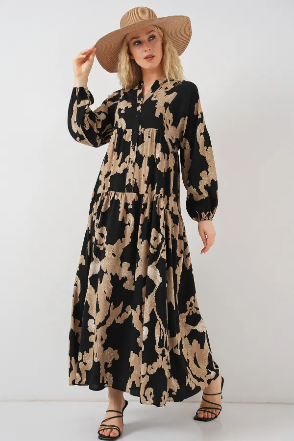 Robe hijab à motifs authentiques 2423 - Beige clair