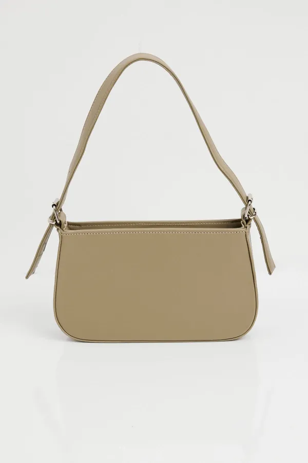 010172 Plain Baguette Shoulder Bag - Çağla