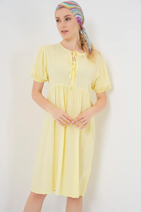 Robe midi à lacets pour femme 2575 - Jaune