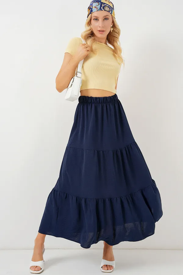 Women's Ayrobin Long Skirt 8048 - Navy Blue