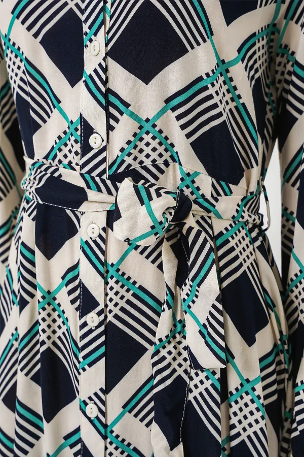 Kadın Boydan Düğmeli Uzun Tesettür Elbise 2588 - F.Lacivert