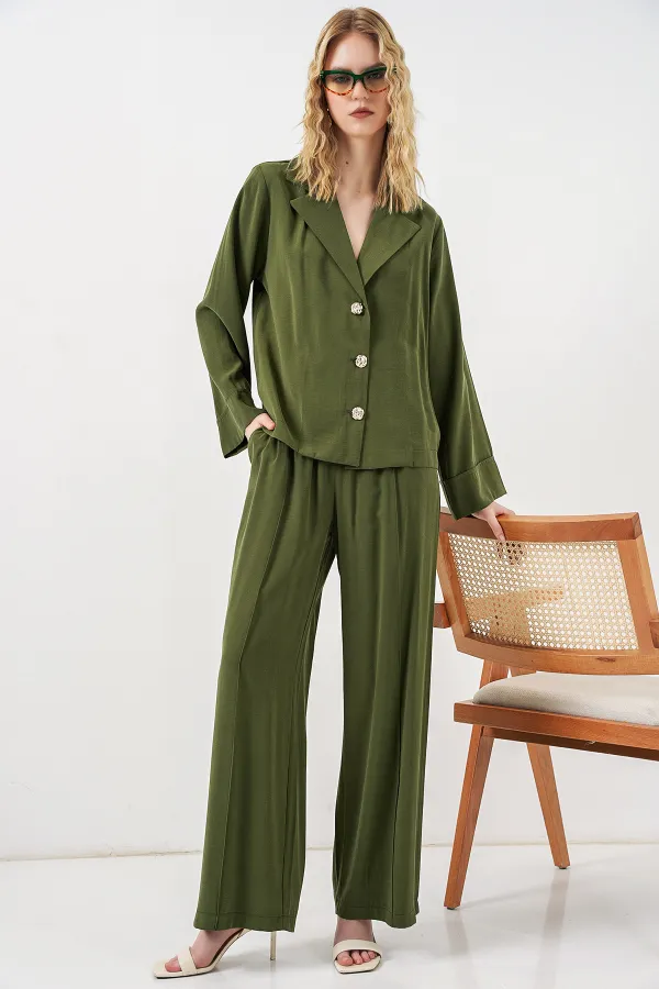 Women's Jacket and Trousers Two-Piece Set 30065 - Khaki