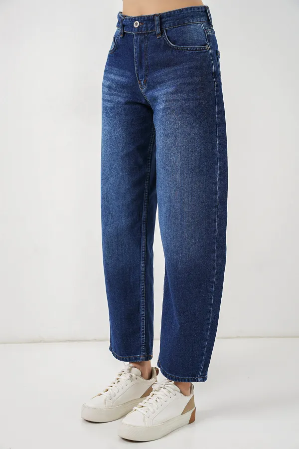 Kadın Yüksek Bel Kot Pantolon 30081 - Lacivert