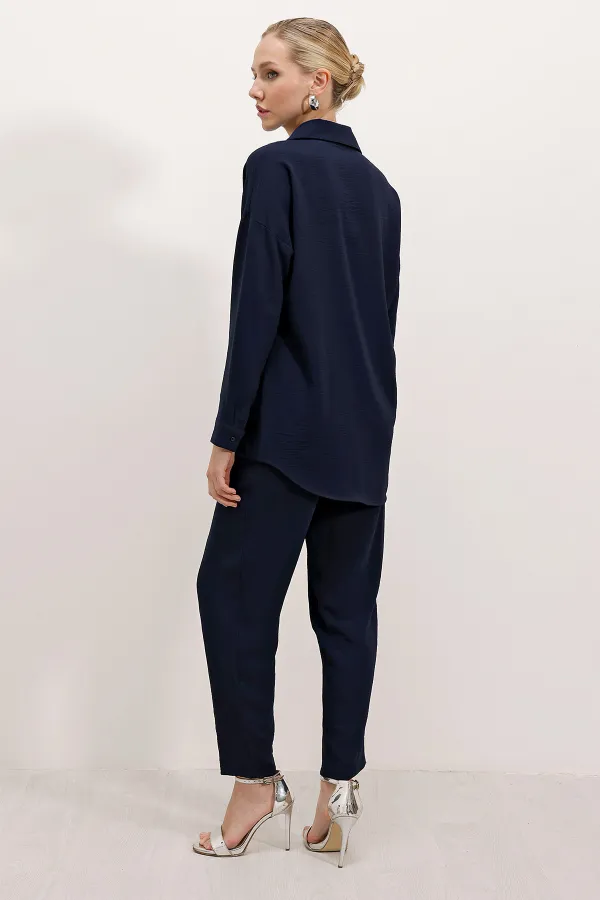 6593 Oversize Two-Piece Set - Navy Blue