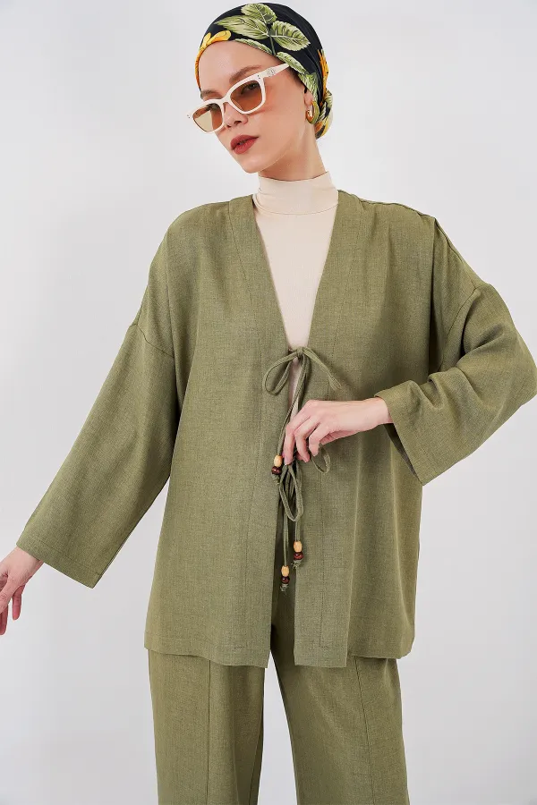 Costume deux pièces kimono en lin pour femme 6727 - Çağla