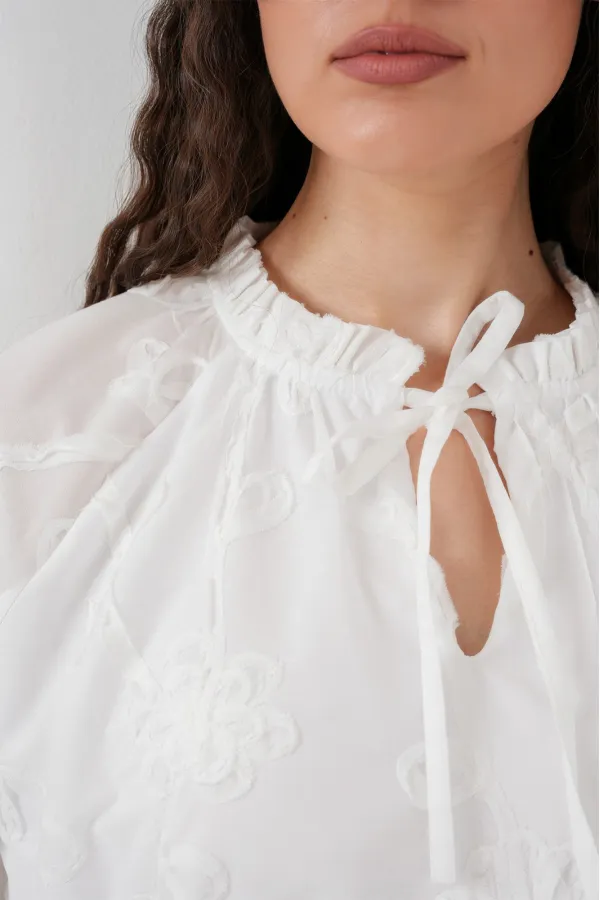 Robe courte à motifs pour femme 2528 - Blanche