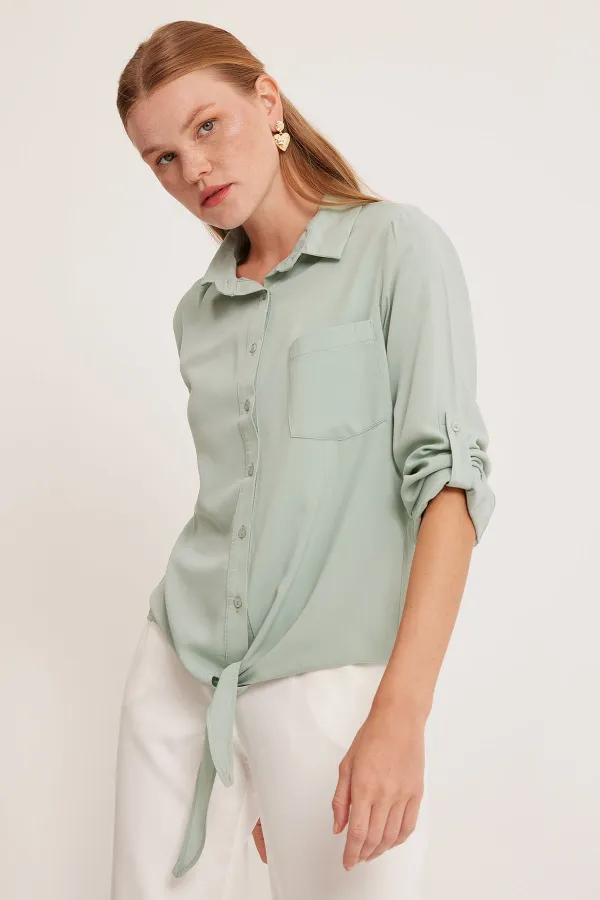 Kadın Çağla Yeşili Viskon Gömlek 20237