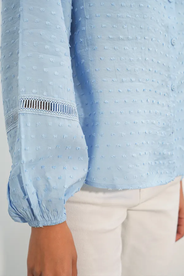Kadın Oversize Desenli Gömlek 20379 - Mavi Kadın Oversize Desenli Gömlek 20379 - Mavi