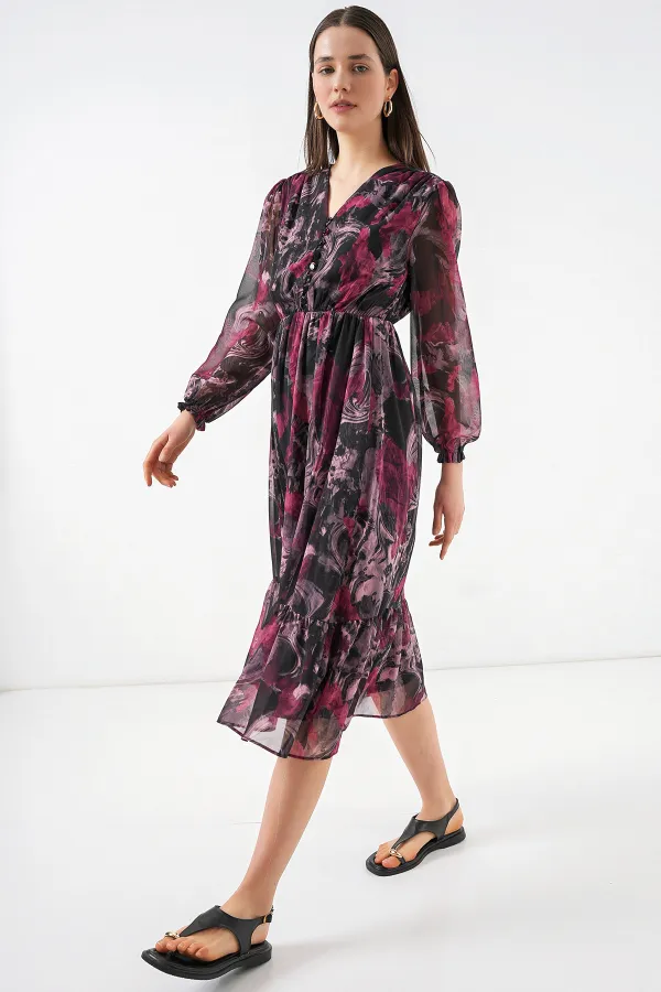 Robe en mousseline à motifs 2137 - A. Rouge