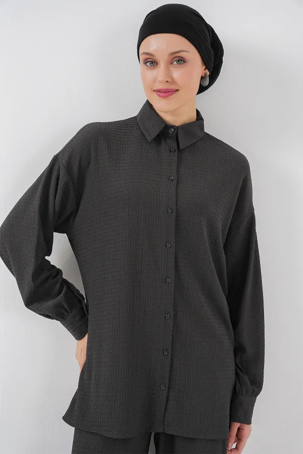 Kadın Örme Tesettür Alt Üst Takım 6711 - Antrasit