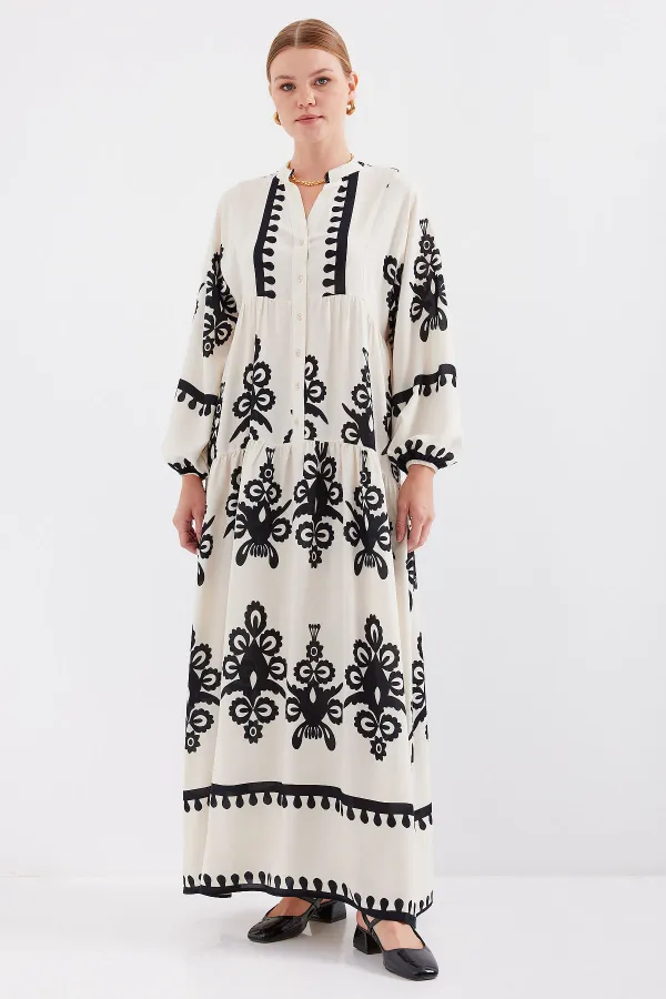 Robe hijab à motifs authentiques 2423 - Taille M, couleur crème