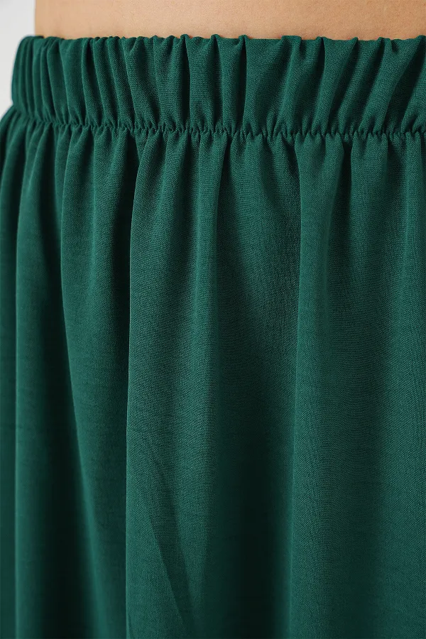 Kadın Uzun Ayrobin Etek 8050 - Zümrüt Yeşili