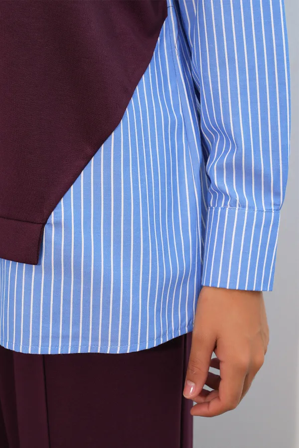 Women's Striped Woven Two-Piece Set 6750 - Burgundy Women's Striped Woven Two-Piece Set 6750 - Burgundy