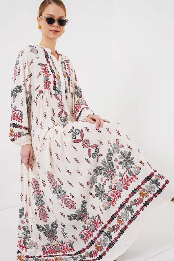 Robe hijab à motifs authentiques 2423 - Rouge Z.