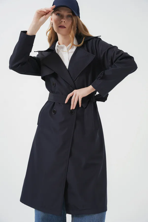 Trench-coat croisé 5918 - Bleu marine