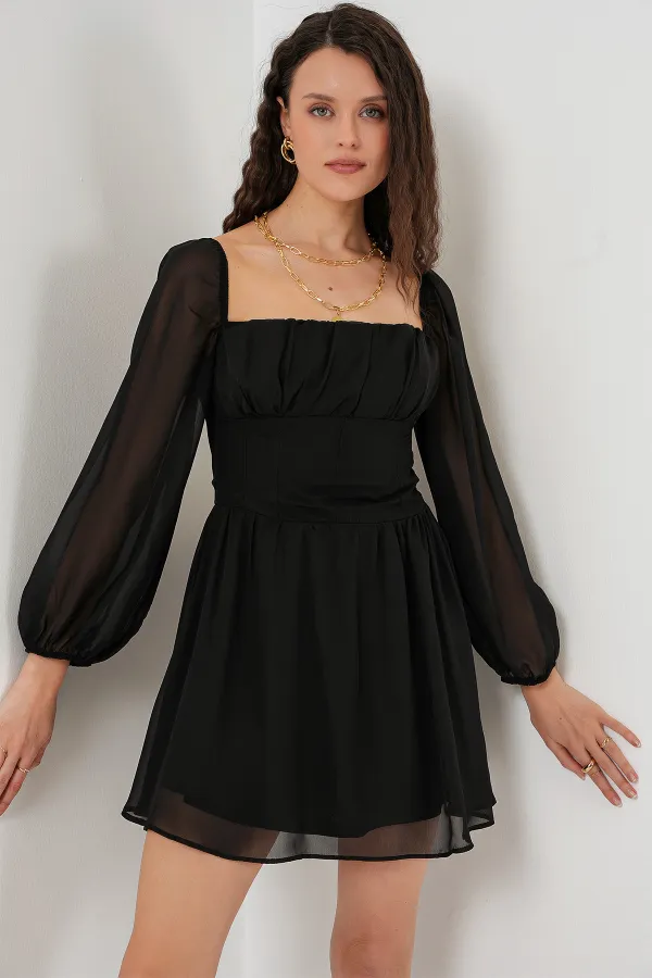 Robe mini en tulle pour femme 2514 - Noir