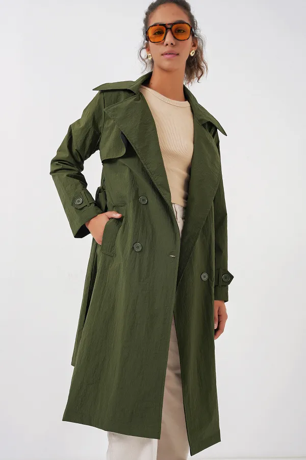 5938 Double-breasted Trench Coat - Khaki 5938 Double-breasted Trench Coat - Khaki