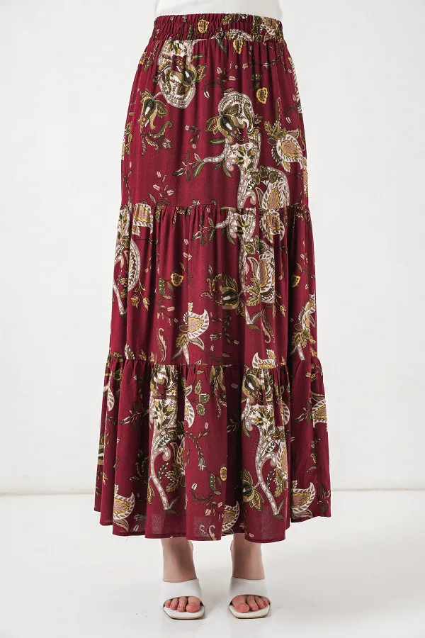 Jupe longue à motifs 1898 - Bordeaux