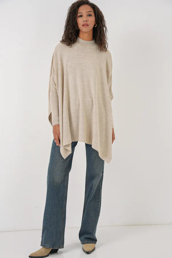 15783 Pull poncho fendu - Beige