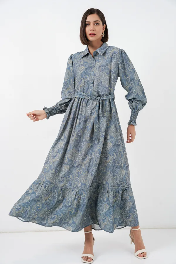 Robe hijab ceinturée pour femme 2589 - Menthe