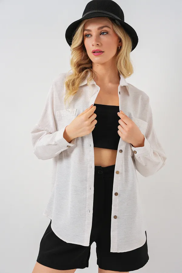 Chemise oversize en lin blanc 20126