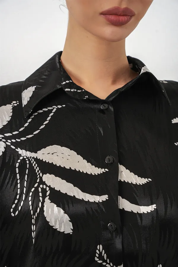 Ensemble deux pièces long jacquard pour femme 30089 - Noir