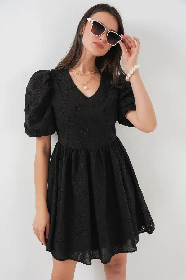 2529 Scalloped Short Dress - Black 2529 Scalloped Short Dress - Black
