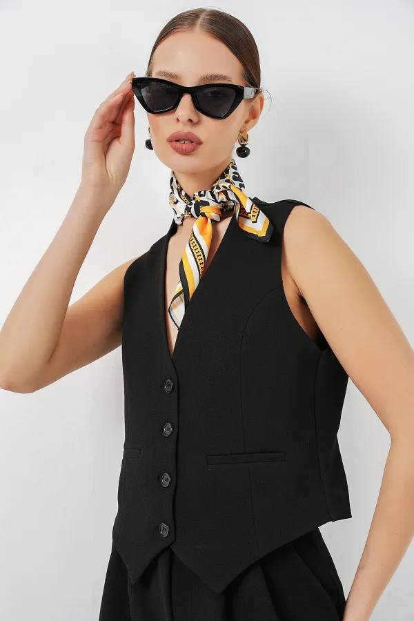 Women's Vest and Trousers Two-Piece Set 30091 - Black