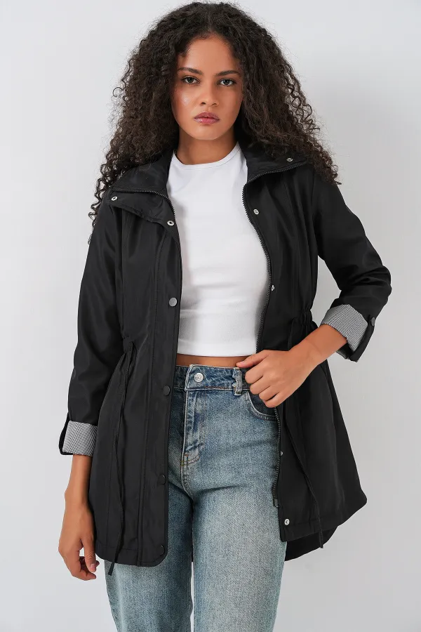 Trench-coat à taille cintrée 10322 - Noir