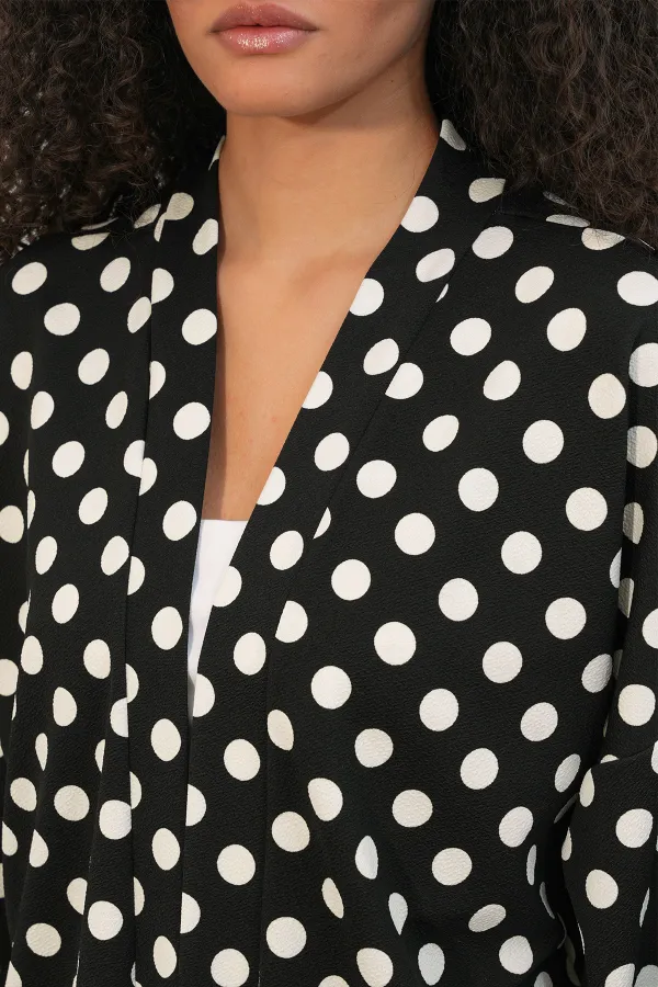 Women's Knitted Polka Dot Kimono 5996 - Black