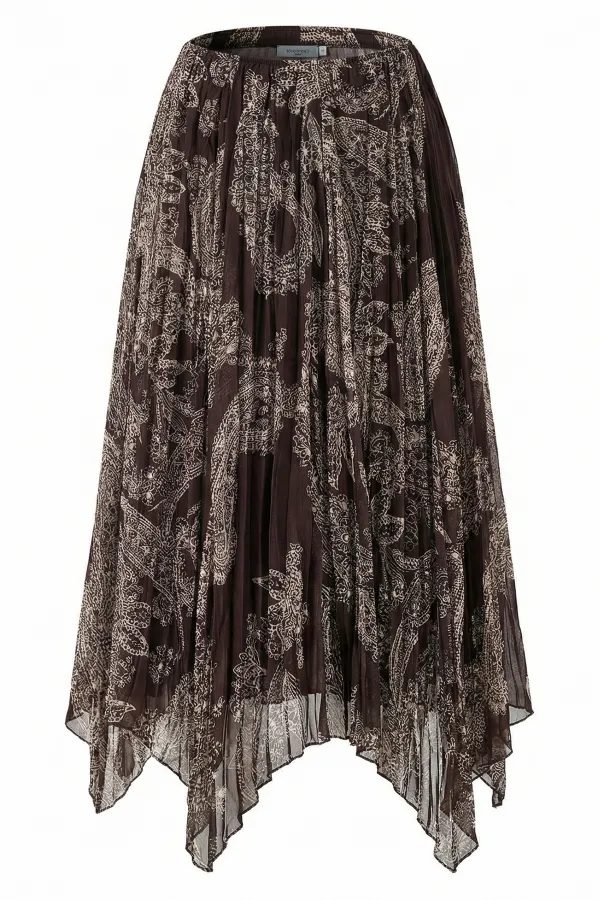 Jupe asymétrique en tulle et mousseline pour femme 8061 - Marron