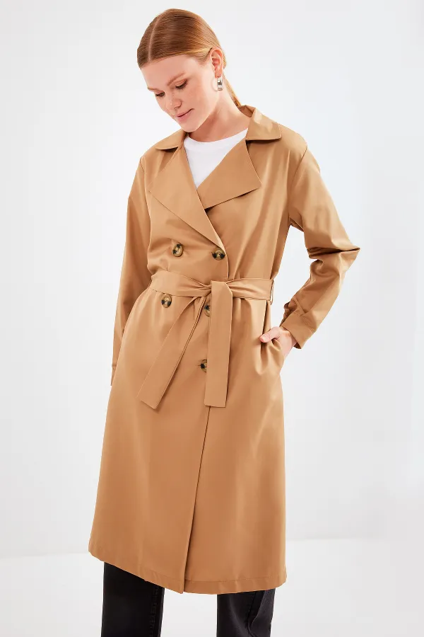 5853 Double-breasted Trench Coat - Tan 5853 Double-breasted Trench Coat - Tan