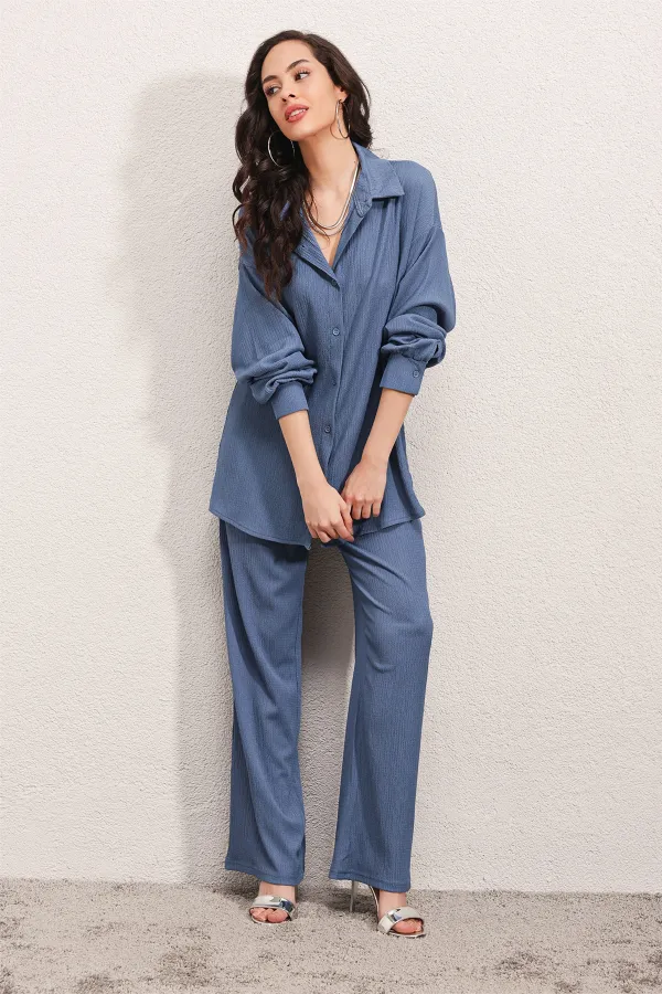 5858 Costume deux pièces en tricot - Indigo