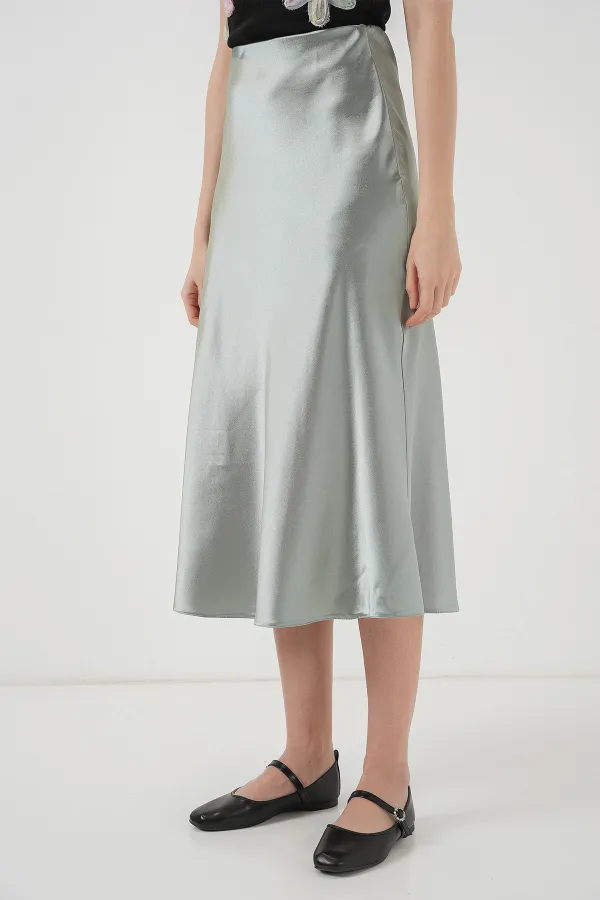 15806 Satin Skirt - Çağla